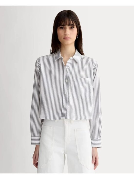 Everlane Tops - Everlane The Way-Short Shirt in Silky Cotton Periscope Bone Large New Womens